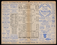 1934 Wally Schmidt Tavern Placemat w/ American Association, American League & National League Scoreboard