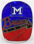 1953-65 Milwaukee Braves 14" x 17.5" Hanging Stained Glass Display