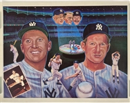 1990 Mickey Mantle Whitey Ford New York Yankees 24 x 32 Lithographs - Lot of 2