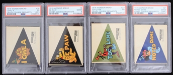 1976 Wonder Bread Too Lame, I Owl A, Noted Dame, & De Paw 2.5 x 3 Crazy College Pennants (PSA Slabbed)