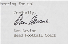 1980 Dan Devine Notre Dame Fighting Irish Signed Letter w/ Original Envelope (JSA)