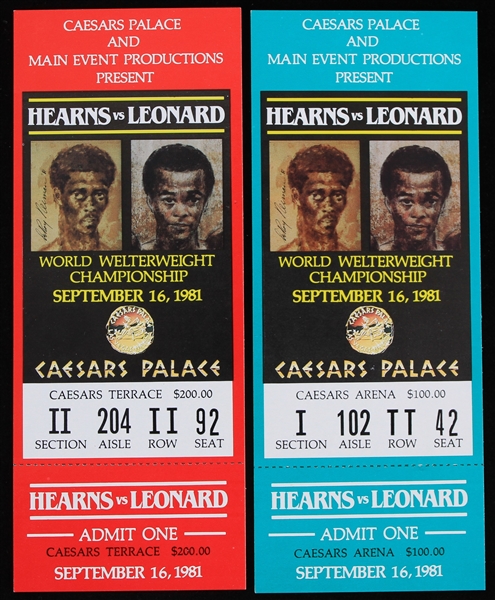 1981 Thomas Hearns vs Sugar Ray Leonard Boxing Match Tickets (Lot of 2)