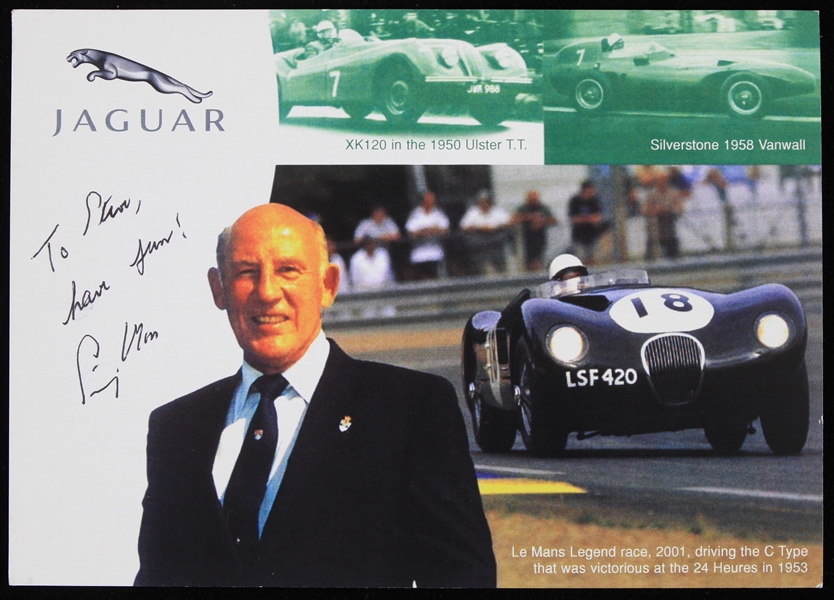 2000s Stirling Moss Formula One Racer Autographed Postcard