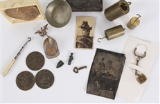 1800's-1960's Americana Collection - Lot of 19 w/ George Washington Bust, Civil War Charm, Vintage Photography & More