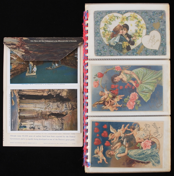 1930s Souvenir of Kentucky Folder w/ Valentine Postcards (Lot of 50+)