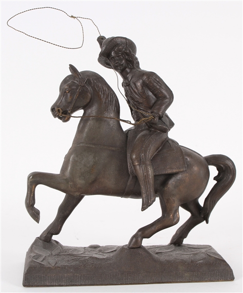 1900-1915 circa Buffalo Bill 10" Pot Metal Casting Wild West Show Figural Souvenir Statue 