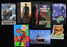 1990s-2000s Movie Pinback Button Collection - Lot of 7 w/ Space Jam, Titanic, James Bond & More