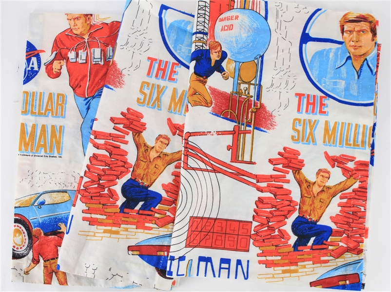 1973-78 Six Million Dollar Man The Bionic Man 39" x 55" Curtains - Lot of 2