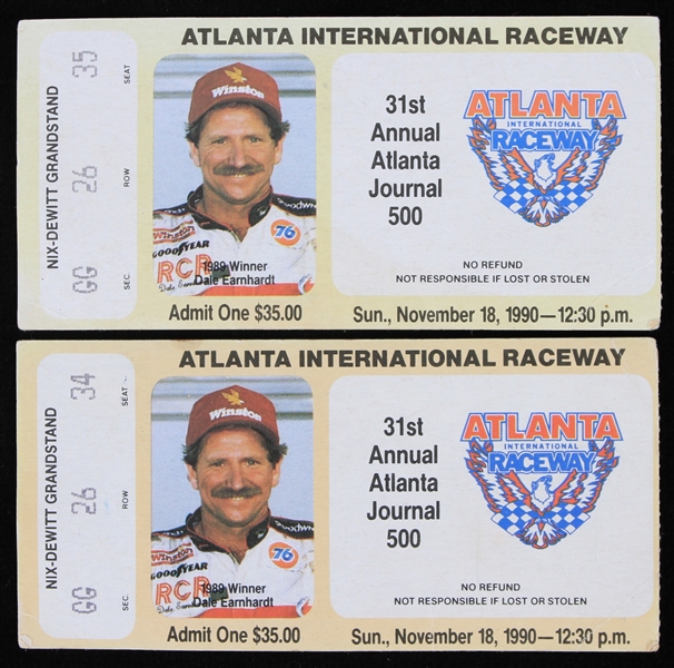1990 Annual Atlanta Journal 500 Ticket Stubs (Lot of 2)