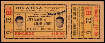 1952 Joey Maxim vs Archie Moore Boxing Ticket Signed by Archie Moore (JSA)
