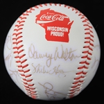 1990's Milwaukee Brewers Multi Signed Coca Cola Team Logo Baseball w/ 10 Signatures Including Robin Yount, Rollie Fingers, Bert Campaneris & More (JSA) 