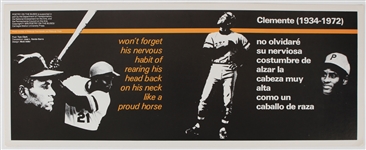 1978 Roberto Clemente Pittsburgh Pirates 11" x 28" Poetry On The Buses Placard