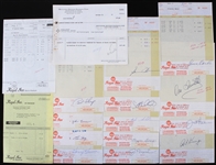 1976 Milwaukee Brewers Signed Royal Inn of Anaheim Hotel Invoices - Lot of 27 w/ Harvey Kuenn, George Scott, Mike Hegan & More (JSA)