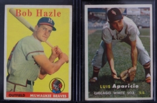 1957-58 Luis Aparicio Bob Hazle Topps Baseball Trading Cards - Lot of 2