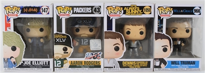 2019-20 Funko Pop MIB Action Figures - Lot of 4 w/ Aaron Rodgers, Joe Elliott, Will Truman and Dennis as the Dayman
