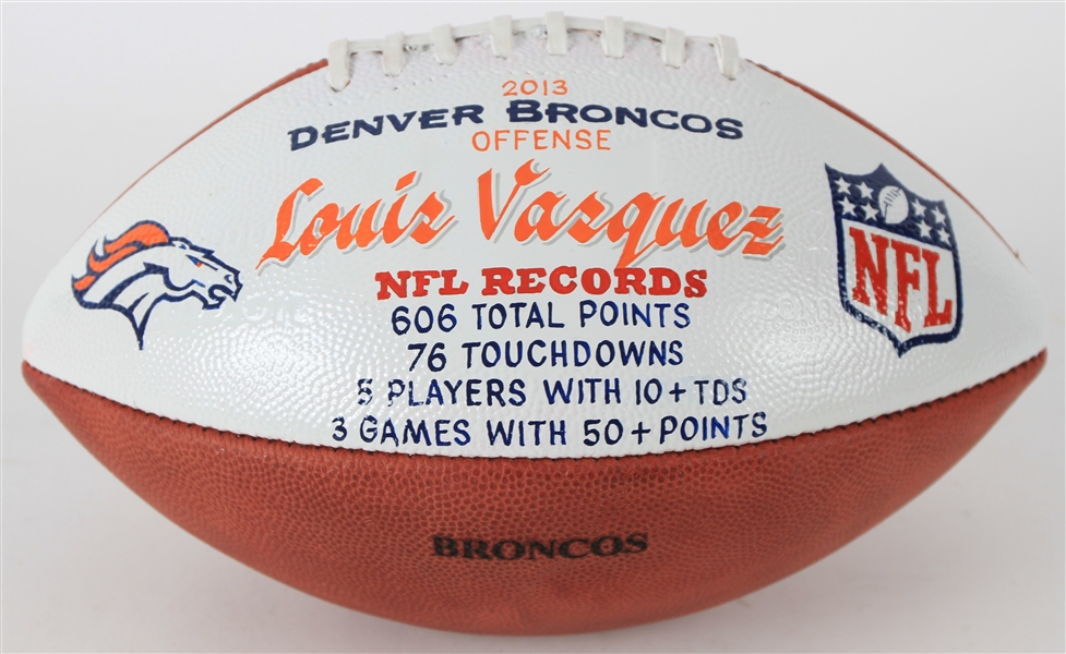 2013 Louis Vasquez Denver Broncos Game Used ONFL Goodell NFL Records Presentation Football (MEARS LOA)