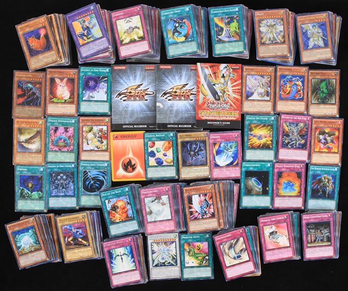 1996 Yu-Gi-Oh Konami Trading Card Game - Lot of 475 Cards w/ 3 Guidebooks