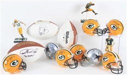 2000s Green Bay Packers Memorabilia Collection - Lot of 14 w/ Figures, Signed Footballs & Signed Mini Helmets