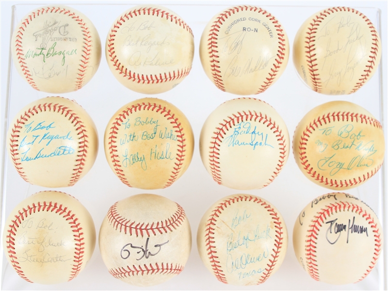 1970s-2000s Signed Official League Baseball & Trading Card Collection - Lot of 17 w/ Yogi Berra, Randy Johnson, Al Kaline, Warren Spahn & More (JSA)