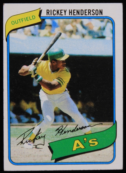 1980 Ricky Henderson Oakland Athletics Topps Trading Card #482