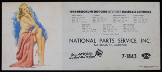 1949 Brooklyn Dodgers Home Schedule Blotter with Good Girl Art