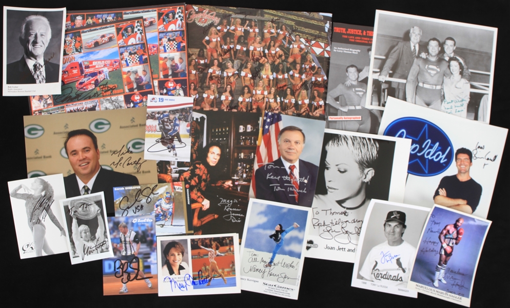 Autographed Postcards, 5x7 and  8x10 Photos, and Letters featuring Bob Uecker Milwaukee Brewers, Mike McCarthy Green Bay Packers, Tony LaRussa St. Louis Cardinals, Joan Jett, Simon Cowell and...