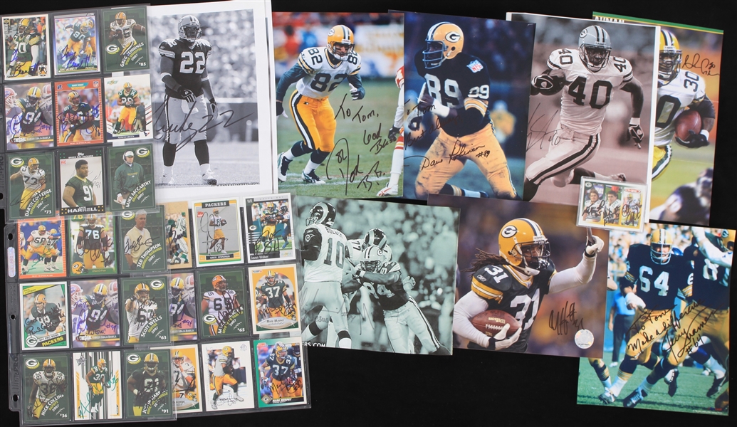 1980s-2000s Autographed Green Bay Packer Trading Cards and Photos Featuring Greg Jennings, AJ Hawk, Don Beebe, Ahman Green, Donald Driver, Mark Chmura, Lindy Infante, and More (Lot of 250+)