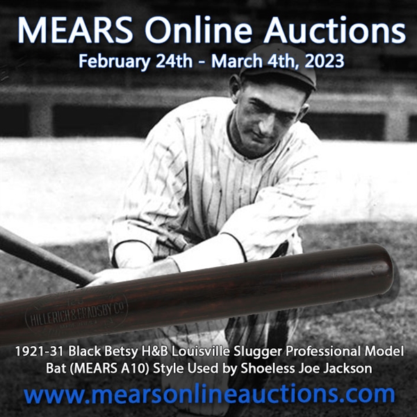 1921-31 Black Betsy H&B Louisville Slugger Professional Model Bat (MEARS A10) Style Used by Shoeless Joe Jackson