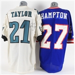 1997 Bobby Taylor Rodney Hampton Eagles/Giants Signed Jerseys - Lot of 2 (MEARS LOA/JSA)