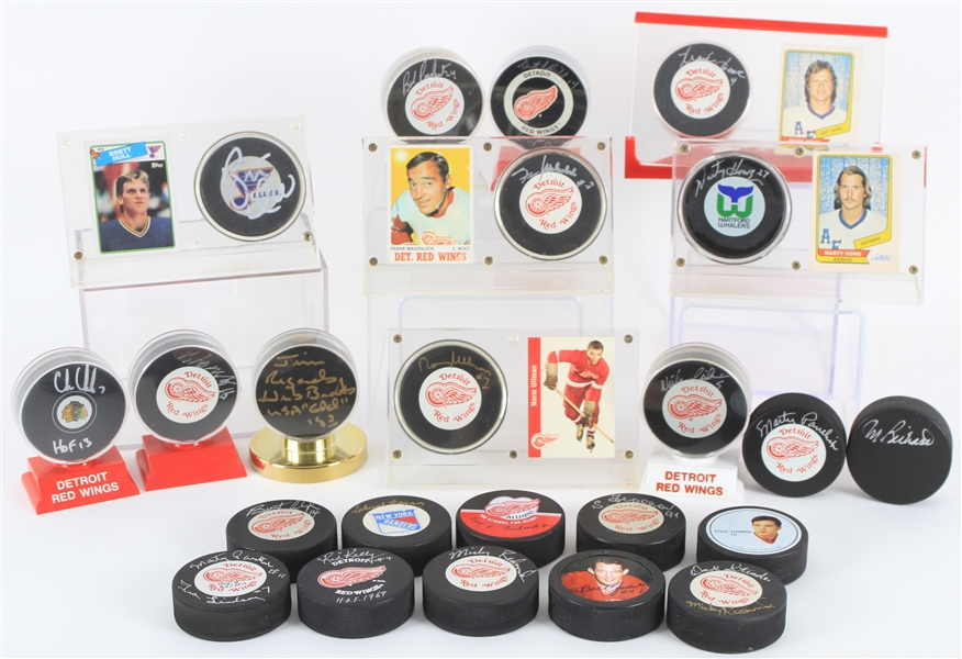 1980s-90s Signed Hockey Puck Collection - Lot of 23 w/ & More (JSA)