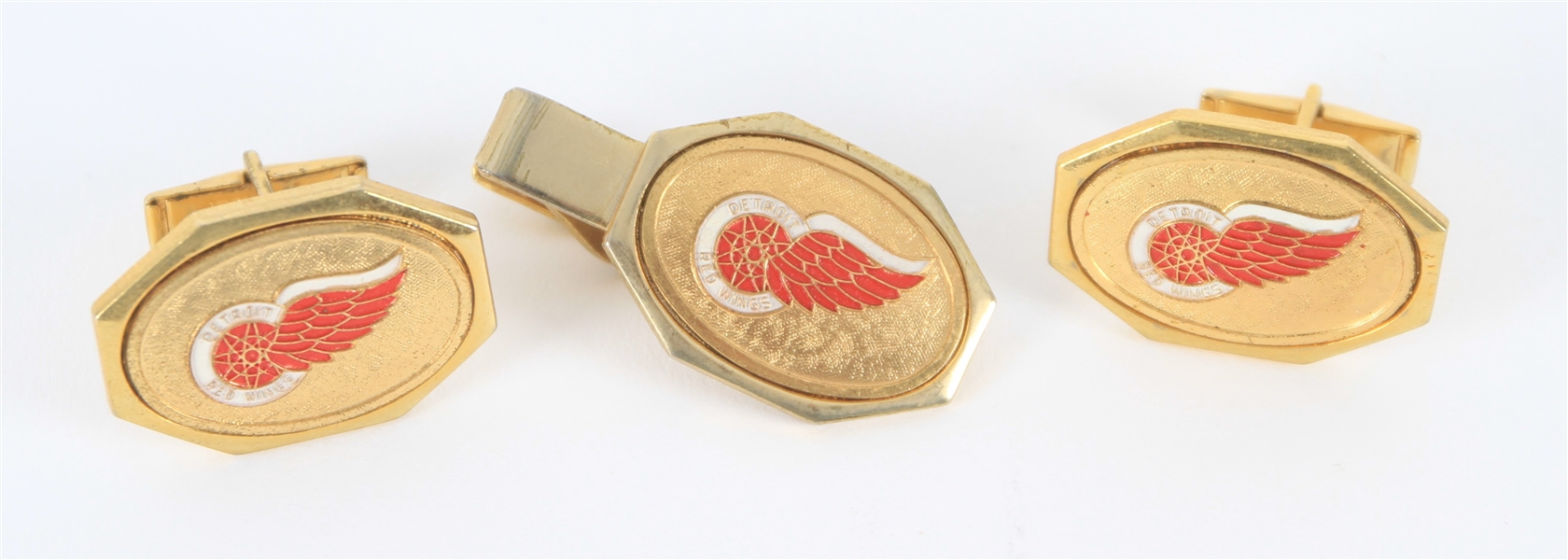 1970a Detroit Red Wings Cuff Links & Tie Clip - Lot of 3