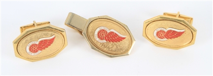 1970a Detroit Red Wings Cuff Links & Tie Clip - Lot of 3