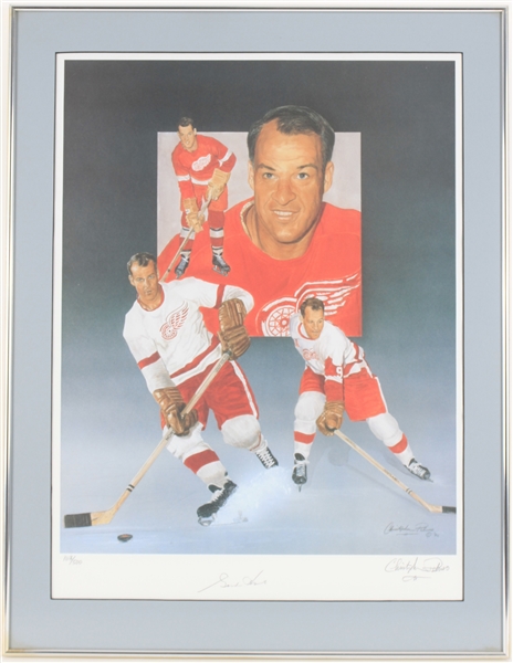 1990 Gordie Howe Detroit Red Wings Signed 20" x 27" Framed Lithograph (JSA)