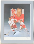 1990 Gordie Howe Detroit Red Wings Signed 20" x 27" Framed Lithograph (JSA)