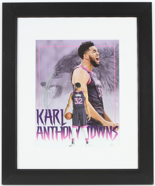 2018-19 Karl Anthony Towns Minnesota Timberwolves Signed 19" x 24" Framed Photo (*JSA*)