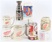1950's-2000's Gordie Howe Detroit Red Wings Lot of 60+  Pennants, Steins, Glassware, Pucks, Lamp, Photos and More