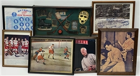 1950's-2000's Gordie Howe Detroit Red Wings Lot of 60+  Pennants, Steins, Glassware, Pucks, Lamp, Photos and More