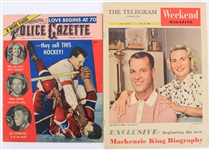 1950-58 Hockey Publications - Lot of 2 w/ Gordie Howe Toronto Telegram Weekend Magazine & They Call This Hockey National Police Gazette
