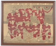 1950s Detroit Red Wings 18" x 22" Framed Stanley Cup Bound Team Newspaper Photo