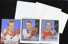1990s Detroit Red Wings 11" x 14" Lithograph Collection - Lot of 9 w/ 7 Signed Including Steve Yzerman, Sergei Fedorov, Alex Delvecchio & More