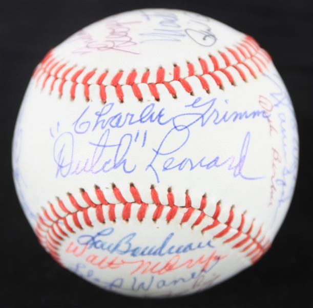 1977 Hall of Fame & Star Multi Signed ONL Feeney Baseball w/ 23 Signatures Including Bob Feller, Ernie Banks, Warren Spahn & More *JSA Full Letter*