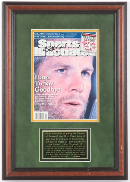 2008 Brett Favre Green Bay Packers Signed 14x20 Framed Sports Illustrated (Brett Favre Hologram)