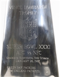 1997 Brett Favre Green Bay Packers Signed 9x17 Vince Lombardi Super Bowl XXXI Trophy (Brett Favre Hologram) 