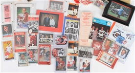 1970's-2000's Gordie Howe Detroit Red Wings Memorabilia Collection - Lot of 90 w/ Trading Cards, Photos, Publications Cut Displays & More