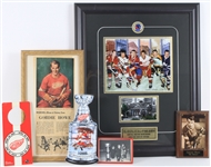 1940's-2000's Lot of 75+ Gordie Howe Detroit Red Wings Autographed Hockey Stick, Programs, Postcards Magazines and More  (JSA)
