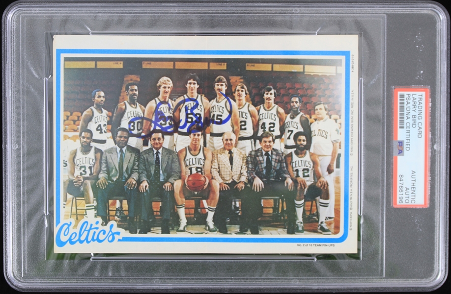 1980-81 Larry Bird Boston Celtics Autographed Topps Pinups (PSA Slabbed)