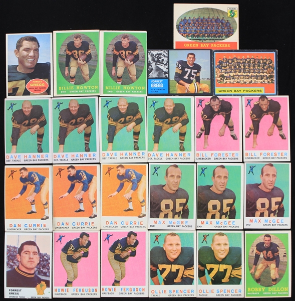 1958-1962 Green Bay Packer Trading Cards Featuring Bobby Dillon Forest Gregg  Max McGee and More (Lot of 24)