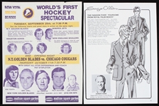 1973-1974 New York Golden Blades Worlds First Hockey Spectacular Flyer and Schedule On the Back with Ticket Order Form and a 1979-80 Gordie Howe Hartford Whalers Sage-Allen Magazine Advertisement...
