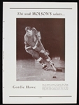 1955 Gordie Howe Detroit Red Wings Molsons Salutes Advertisement Page From Forum Magazine 