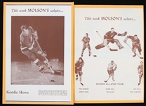 1956 Gordie Howe Detroit Red Wings Molsons Salutes Advertisement Pages From Forum Magazine (Lot of 2)